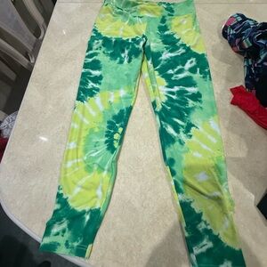 No Boundaries Green and Yellow Tie-Dye Kids Leggings